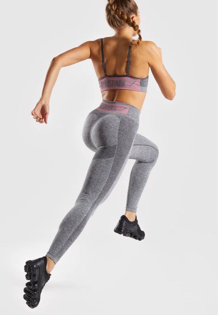 Gymshark Flex High Waisted Leggings Charcoal Marl Dusky Pink Size XXS Women s Fashion Activewear on Carousell