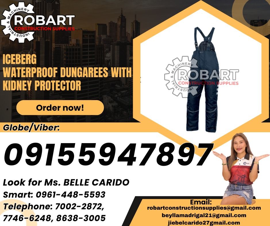 ICEBERG Waterproof dungarees with kidney protector (Category: Construction Tools & Equipment) located in Manila. Submitted by bellarobart (Listing ID 1327750785, Image 1). Description: ICEBERG Waterproof dungarees with kidney protector for optimum protection from the cold down to -40°C, both indoors and outdoors Brand: Deltaplus 𝑹𝑶𝑩𝑨𝑹𝑻 𝑪𝑶𝑵𝑺𝑻𝑹𝑼𝑪𝑻𝑰𝑶𝑵 𝑺𝑼𝑷𝑷𝑳𝑰𝑬𝑺 Office Address: 1405 Yuseco St. Sta Cruz Manila SEND US MESSAGE 