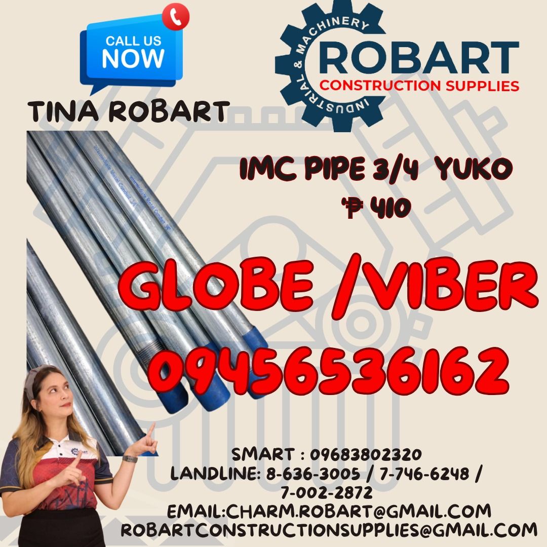 IMC pipe 3/4 Yuko (Category: Construction & Building Materials) located in Manila. Submitted by tina.sales (Listing ID 1327792701, Image 1). Description: IMC pipe 3/4 Yuko 𝑹𝑶𝑩𝑨𝑹𝑻 𝑪𝑶𝑵𝑺𝑻𝑹𝑼𝑪𝑻𝑰𝑶𝑵 𝑺𝑼𝑷𝑷𝑳𝑰𝑬𝑺 𝑶𝒇𝒇𝒊𝒄𝒆 𝑨𝒅𝒅𝒓𝒆𝒔𝒔: 𝟏𝟒𝟎𝟓 𝒀𝒖𝒔𝒆𝒄𝒐 𝑺𝒕. 𝑺𝒕𝒂 𝑪𝒓𝒖𝒛 𝑴𝒂𝒏𝒊𝒍𝒂 𝑺𝑬𝑵𝑫 𝑼𝑺 𝑴𝑬𝑺𝑺𝑨𝑮𝑬 𝑭𝑶𝑹 𝑰𝑵𝑸𝑼𝑰𝑹𝑰𝑬𝑺 ‼️ ‼️ 𝑮𝒍𝒃𝒆 - (𝟢𝟫𝟒𝟓-𝟔𝟓𝟑-𝟔𝟏𝟔𝟐) 𝑻.𝑴. - (𝟢𝟫𝟔𝟖-𝟑𝟖𝟎-𝟐𝟑𝟐𝟎) 𝑽