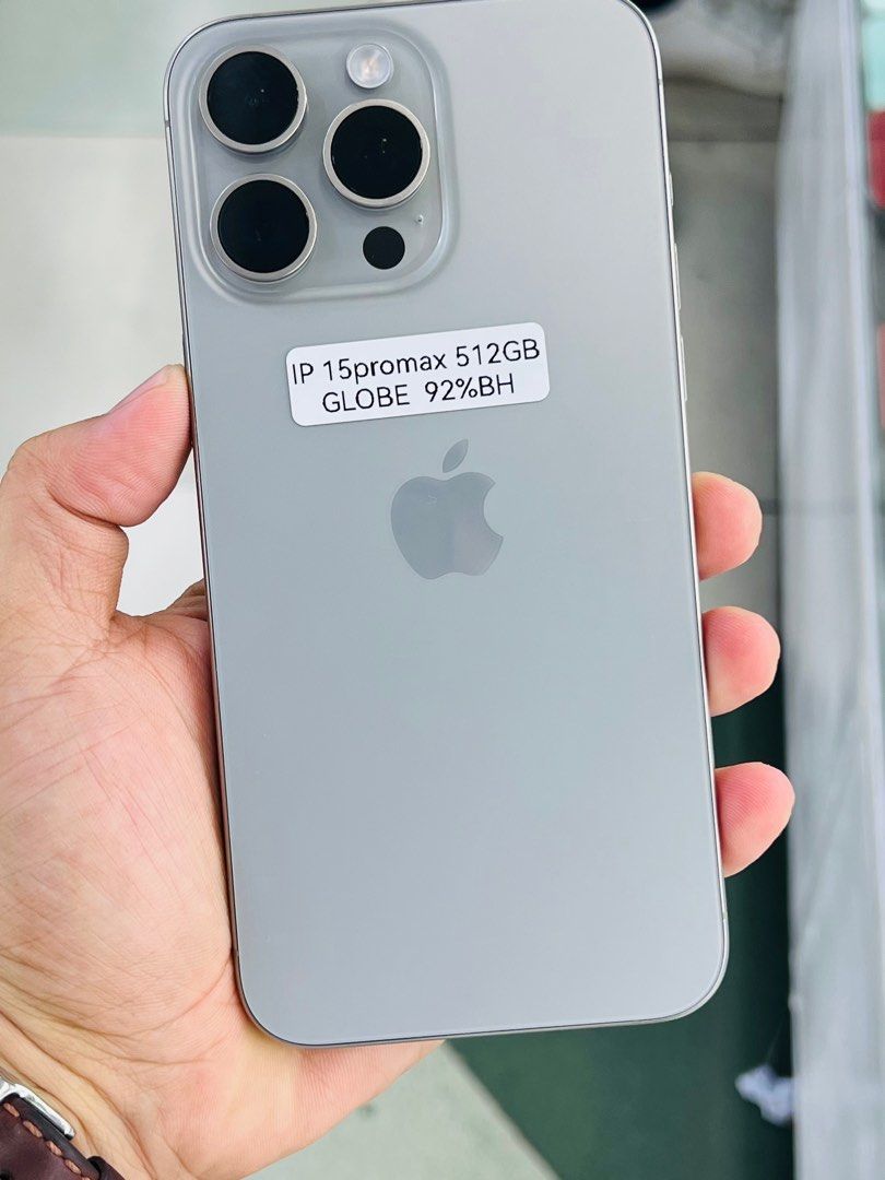 Iphone 15 Promax 512gb globelocked no issues 92BH (Category: iPhone 15 Series) located in San Juan City. Submitted by saabangadgetshop (Listing ID 1327846859, Image 1). Description: Onhand | Pre-owned iPhone 15 Promax 512GB GLOBELOCKED 92Bh NTC APPROVED Battery Health 95% NO HIDDEN ISSUES NO HISTORY OF REPAIR 99%Smooth TEST TO SAWA RESET ALL YOU WANT TEST ALL YOU WANT NOT REFURBISHED AUTHENTIC PHONE ALL WORKING (FREE 3UTOOLS) iPhones iPads only �