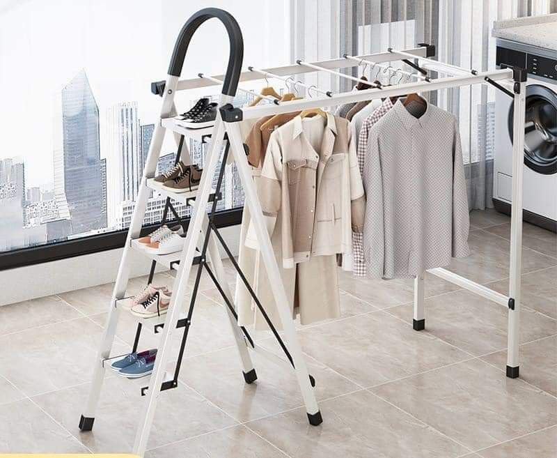 Ladder with clothes rack (Category: Ladders & Steps) located in Manila. Submitted by asstditems (Listing ID 1327737636, Image 2). Description: Same day delivery via Lalamove, Grab, COD/ GCASH PAYMENT.