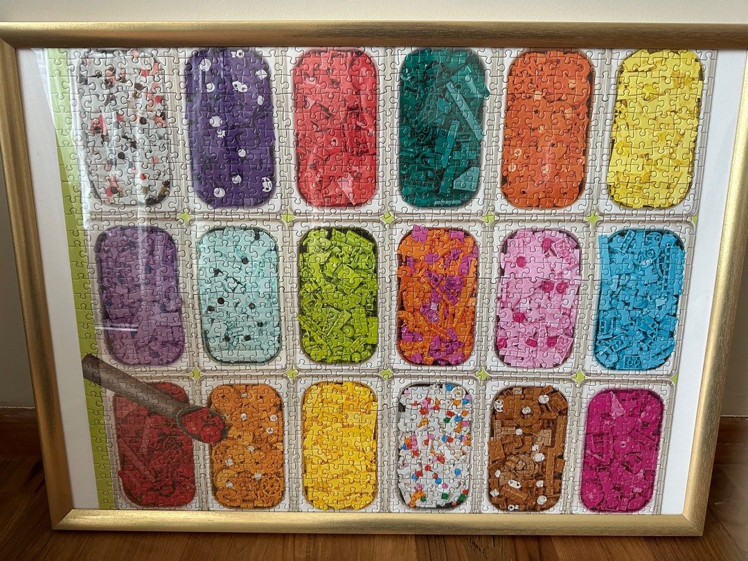LEGO Ice cream dream jigsaw puzzle in gold frame Furniture Home Living Home Decor Frames Pictures on Carousell