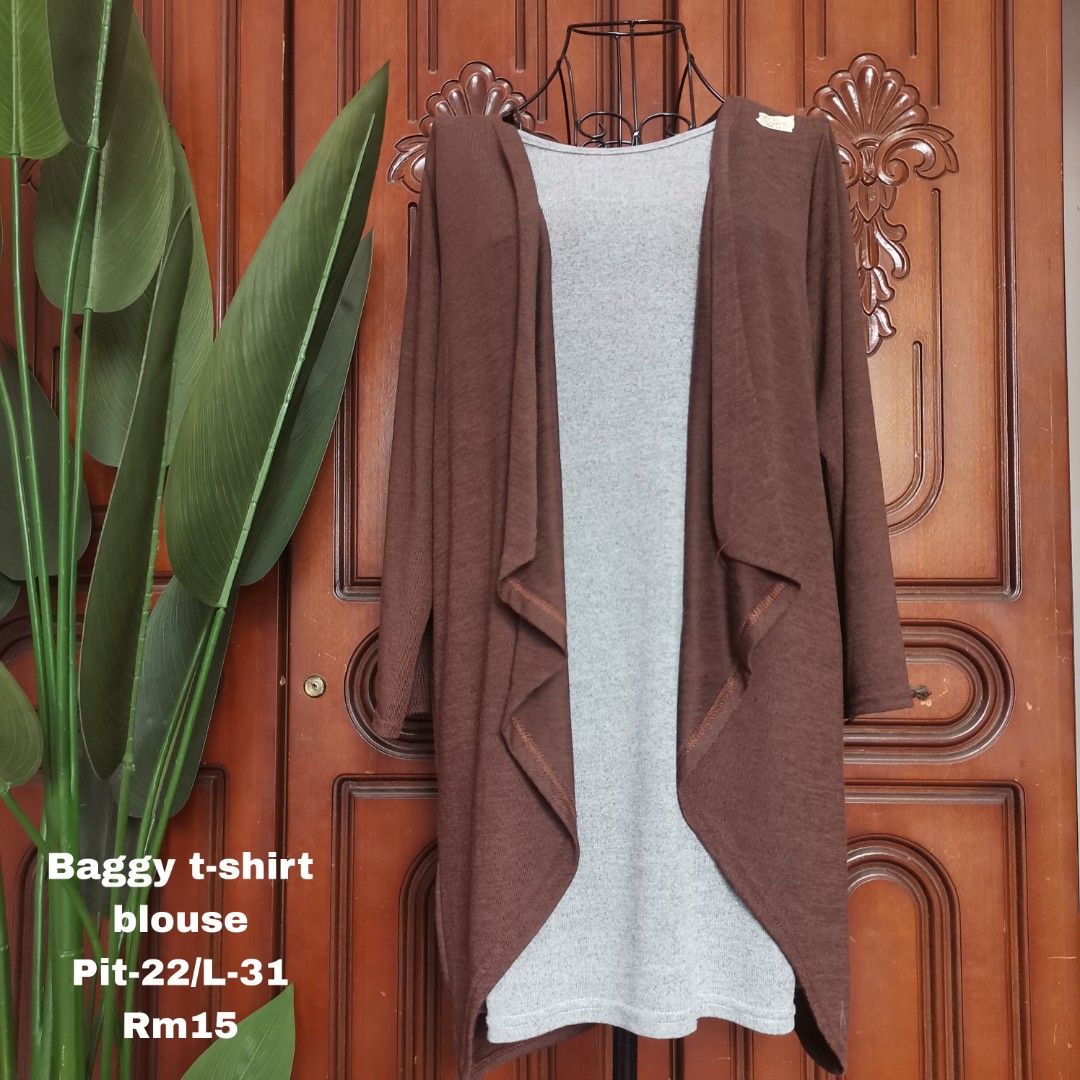 Long sleeved t shirt with cardigan attached Women s Fashion Tops Shirts on Carousell