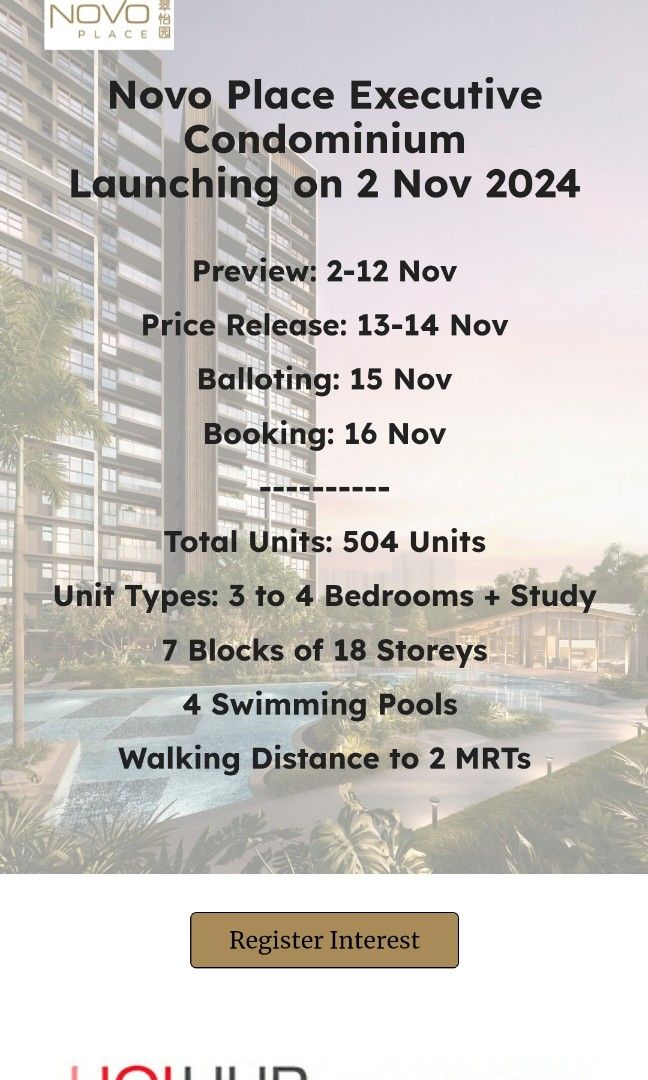 New rare EC next to MRT Novo Place62863092490370111