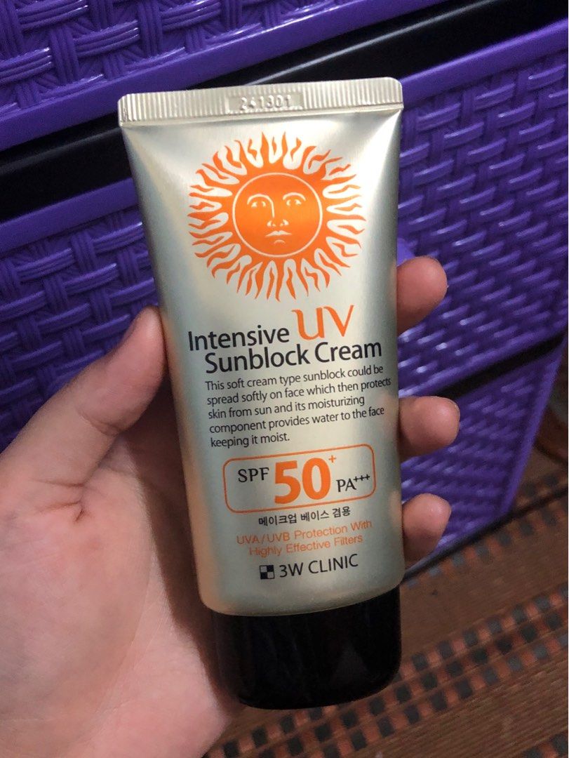 (ORI) 3W Clinic Intensive UV Sunblock Cream SPF 50 PA+++, Beauty