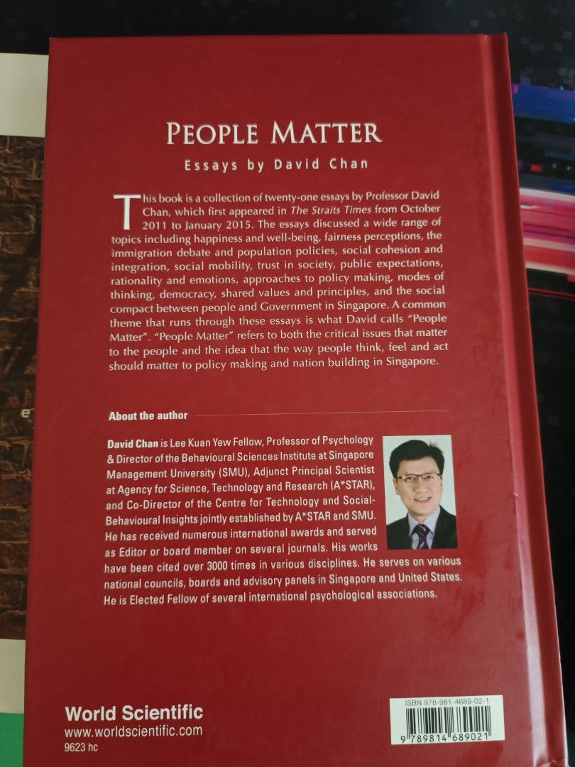 People matter essays by David Chan, Hobbies & Toys, Books & Magazines, Fiction & NonFiction on
