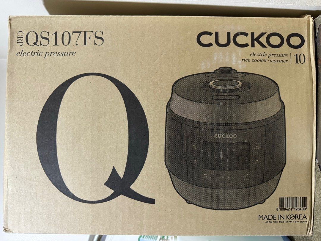 Rice Cooker & Electric Pressure Cuckoo (Category: Cookers) located in Manila. Submitted by rnc.shop (Listing ID 1327840065, Image 1). Description: CUCKOO Electric Pressure Rice Cooker Warmer (10 cups) -Unopened/unused, still in box -made in Korea Model: CRP-QS107FS Capacity: 10 cups / 1.8 L Components: Measuring cups, Rice Serving Spoon, instruction manual Voltage: 220V 60Hz Watts: 1150w Stainless Detachable Cover Resistant to high temperature, H