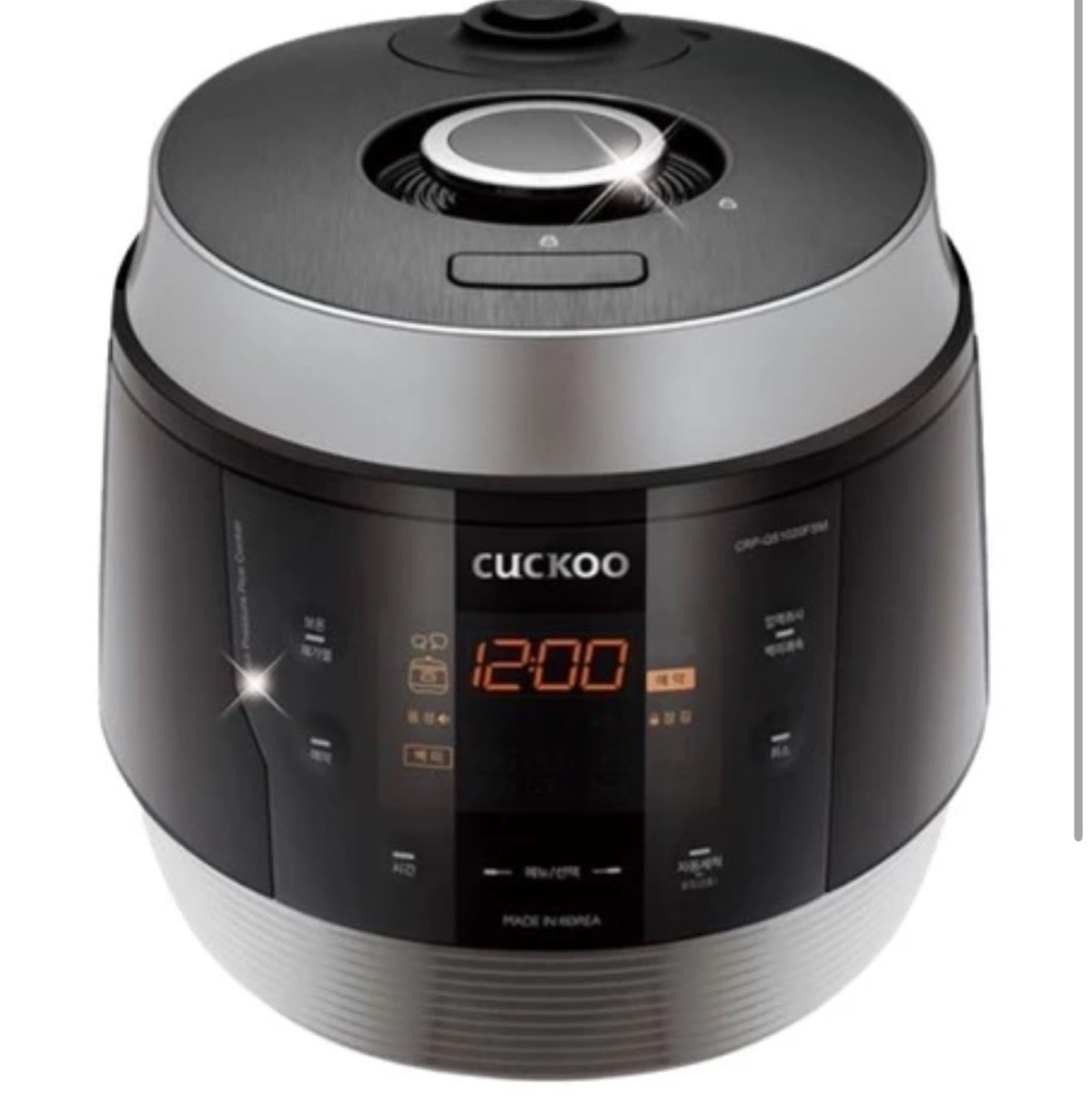 Rice Cooker & Electric Pressure Cuckoo (Category: Cookers) located in Manila. Submitted by rnc.shop (Listing ID 1327840065, Image 2). Description: CUCKOO Electric Pressure Rice Cooker Warmer (10 cups) -Unopened/unused, still in box -made in Korea Model: CRP-QS107FS Capacity: 10 cups / 1.8 L Components: Measuring cups, Rice Serving Spoon, instruction manual Voltage: 220V 60Hz Watts: 1150w Stainless Detachable Cover Resistant to high temperature, H