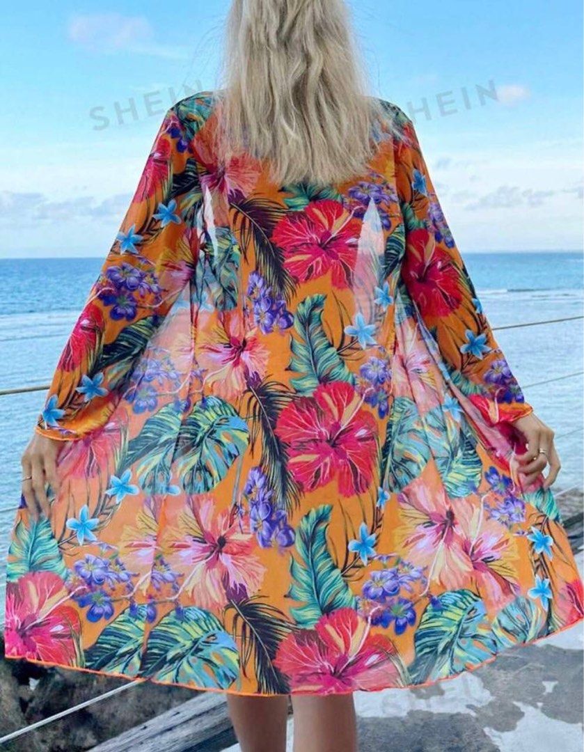 SHEIN Swim Women's Summer Beach Solid Color Front Knot And