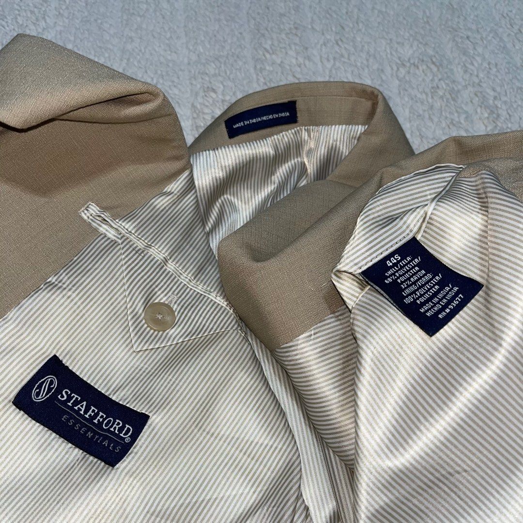 STAFFORD BLAZER 68 POLYSTER 32 RAYON ALMOND BROWN COAT SIZE 44 MEN’S