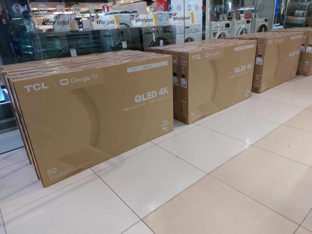 Tcl 50" on sale (Category: TV) located in Quezon City. Submitted by daligcon19 (Listing ID 1327834696, Image 2). Description: 😲TCL TV 4K QLED ANDROID 50C645 LIMITED STOCK SALE ♥️SALE MODEL:LED-50C645 SALE PRICE:18,200 ✅️DESIGN Slim Design Frameless Metallic Finish Two Leg Stand ✅️DISPLAY 4K QLED HDR 10+ Dolby Vision MEMC 60Hz AIPQ Engine ✅️SOUND Dolby Atmos DTS-HD+DTS Virtual-X Onkyo Audio System OPERATING SYSTEM & SMART FUNCTIONS Google TV Hand