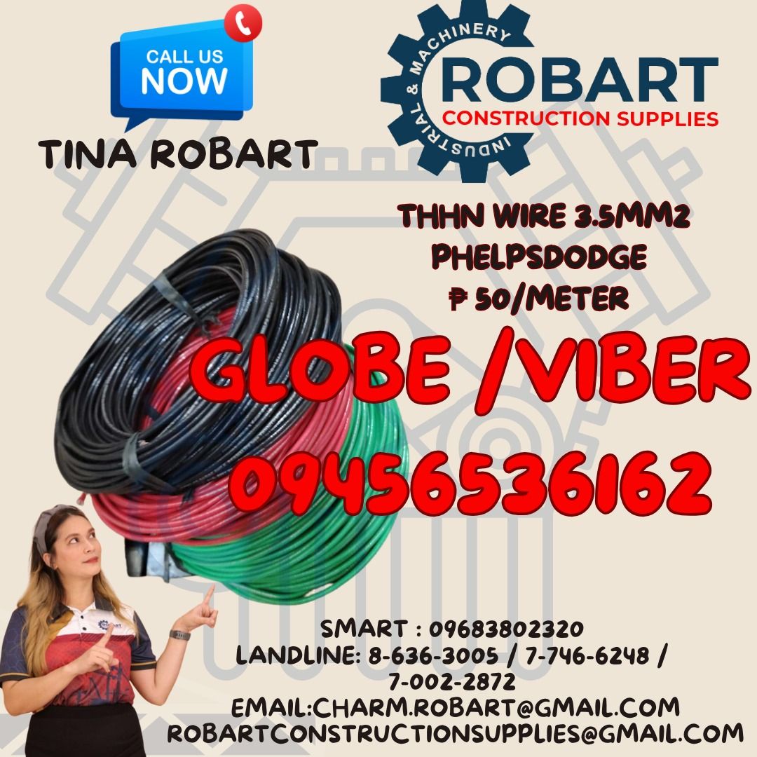 THHN Wire 3.5mm2 Phelpsdodge (Category: Construction & Building Materials) located in Manila. Submitted by tina.sales (Listing ID 1327790346, Image 1). Description: THHN Wire 3.5mm2 Phelpsdodge 𝑹𝑶𝑩𝑨𝑹𝑻 𝑪𝑶𝑵𝑺𝑻𝑹𝑼𝑪𝑻𝑰𝑶𝑵 𝑺𝑼𝑷𝑷𝑳𝑰𝑬𝑺 𝑶𝒇𝒇𝒊𝒄𝒆 𝑨𝒅𝒅𝒓𝒆𝒔𝒔: 𝟏𝟒𝟎𝟓 𝒀𝒖𝒔𝒆𝒄𝒐 𝑺𝒕. 𝑺𝒕𝒂 𝑪𝒓𝒖𝒛 𝑴𝒂𝒏𝒊𝒍𝒂 𝑺𝑬𝑵𝑫 𝑼𝑺 𝑴𝑬𝑺𝑺𝑨𝑮𝑬 𝑭𝑶𝑹 𝑰𝑵𝑸𝑼𝑰𝑹𝑰𝑬𝑺 ‼️ ‼️ 𝑮𝒍𝒃𝒆 - (𝟢𝟫𝟒𝟓-𝟔𝟓𝟑-𝟔𝟏𝟔𝟐) 𝑻.𝑴. - (𝟢𝟫𝟔