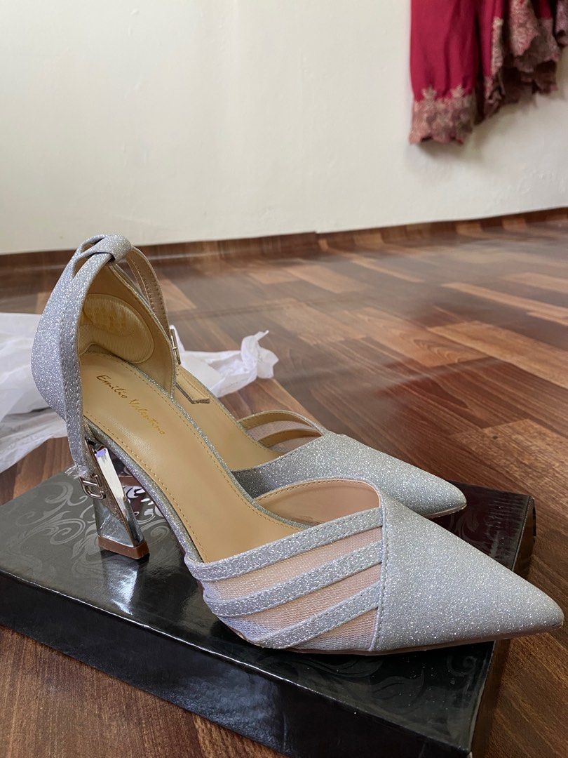wedding heels light grey silver