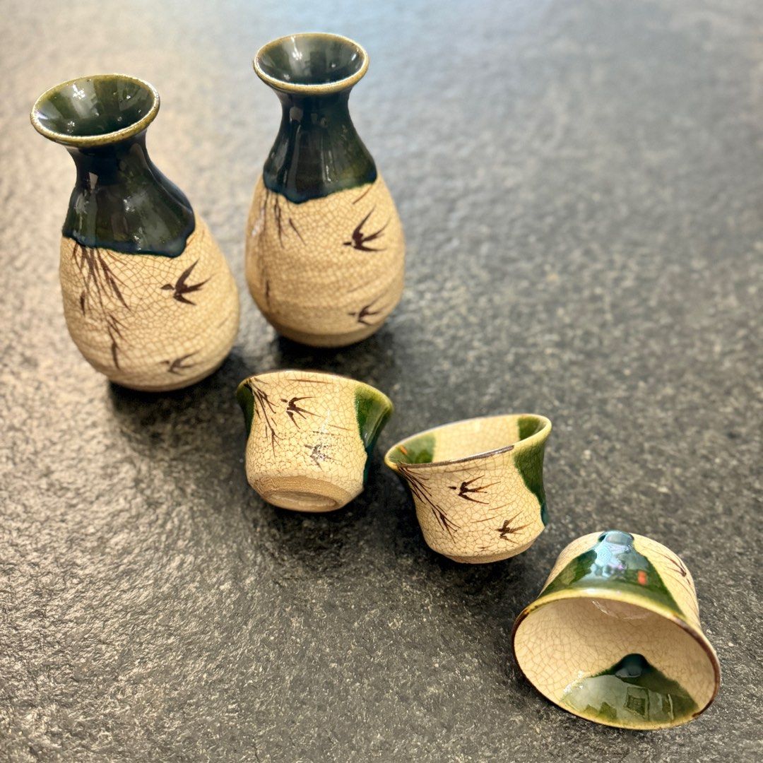 瀬戸赤津焼 長谷元窯 加藤六兵衛作 菓子器セット 角皿 菊