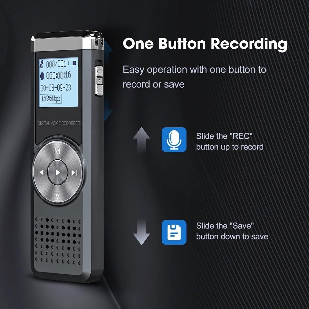 32GB Digital Voice Recorder, KINPEE Audio Sound Recorder Portable MP3 Recorder Dictaphone for Meeting Lecture Rechargeable Recording Device Voice Activated Recorder with Playback for Interview63235058648577114
