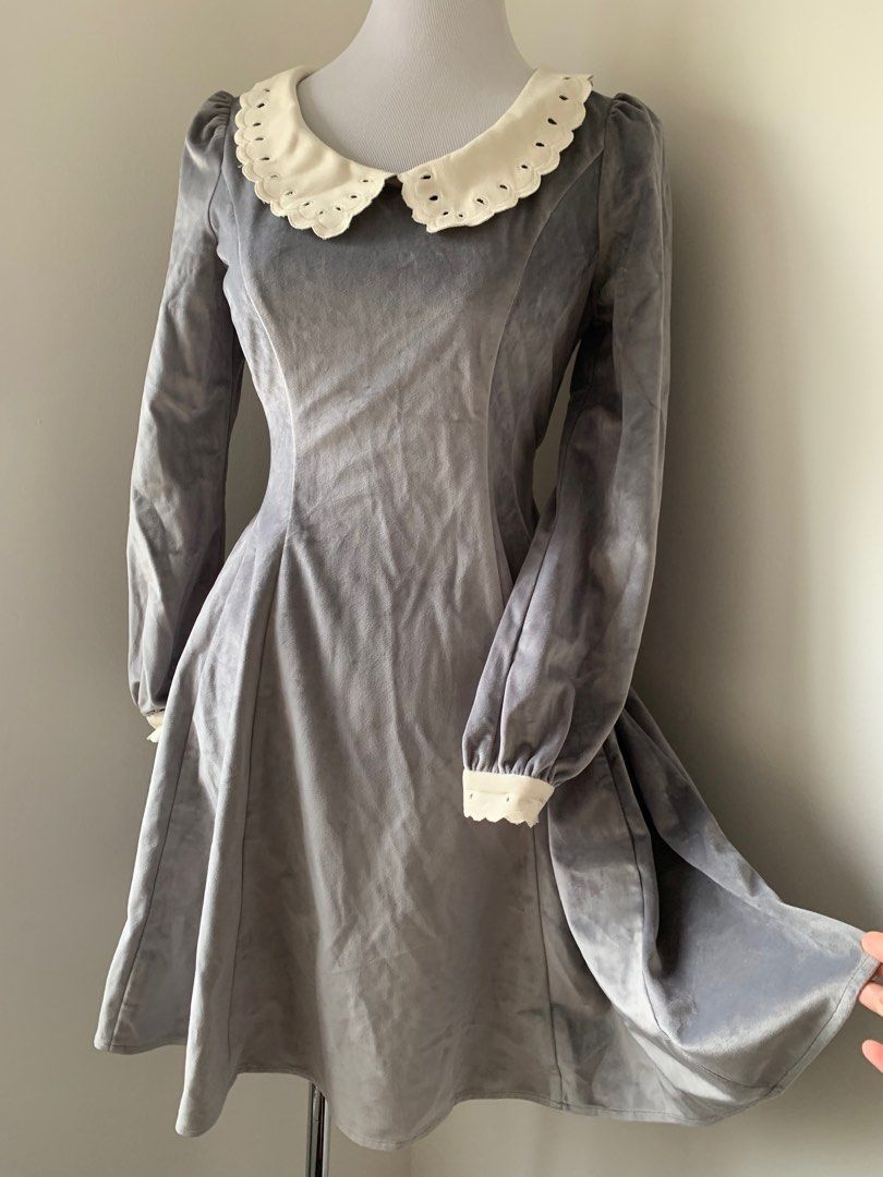 Secret honey You Can Fly Dress Peter Pan 💙 Grey Velvet Peter Pan