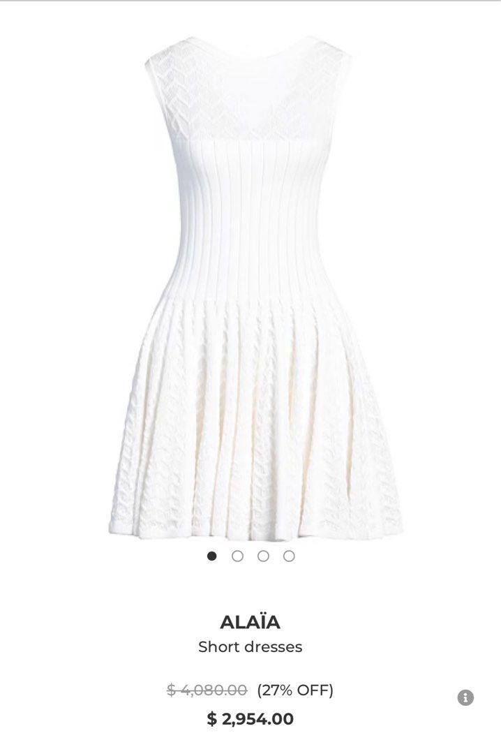 Alaia Paris (Category: Dresses) located in Caloocan City. Submitted by istyleph (Listing ID 1328041622, Image 1). Description: Size 40 on tags but fits small or medium Length 39 inches Super duper nice dress 💯Authentic Ready to wear drycleaned already Color offwhite.