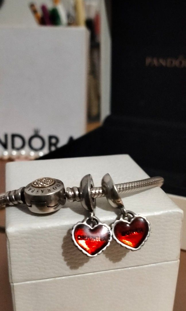 AUTHENTIC PANDORA CHARM PIECE OF MY HEART MOTHER DAUGHTER Women s Fashion Jewelry Organizers Charms on Carousell