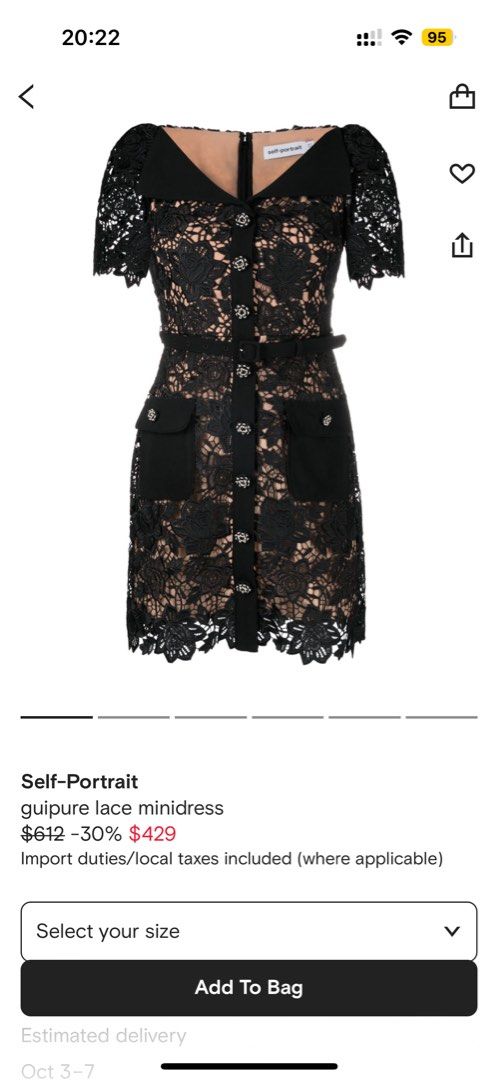 princess polly baby blue dress BNWT self portrait black guipure lace open neck mini dress, Women's  Fashion, Dresses & Sets, Dresses on Carousell