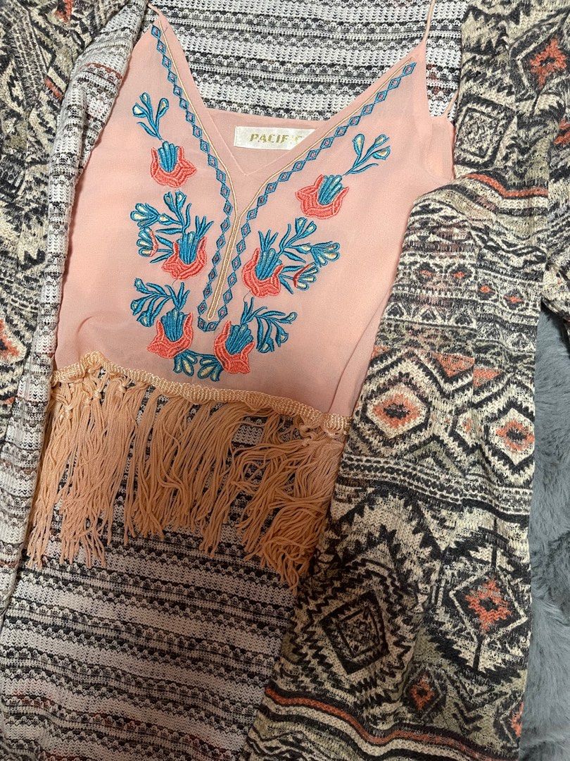 Boho Cardigan and String Top Set (Category: Others Tops) located in Manila. Submitted by closetdeclutter08 (Listing ID 1328030620, Image 3). Description: This is perfect for beach wear, very pretty design Size: S-M.
