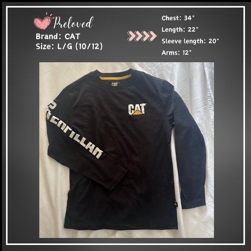 CAT black longsleeves for boys. (Category: Babies & Kids Fashion) located in Taguig. Submitted by MNugget (Listing ID 1327964959, Image 1). Description: CAT black l longsleeves for boys. Original CAT from Canada. RFS: Outgrown by child and decluttering. Shipment care of buyer..
