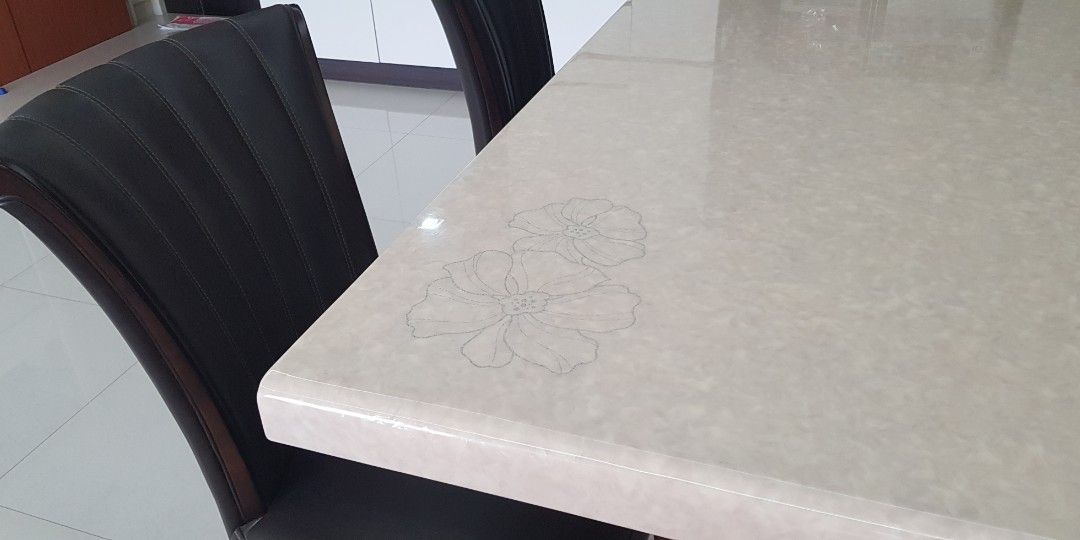 Compressed Marble Dining Table Set, Furniture & Home Living, Furniture ...