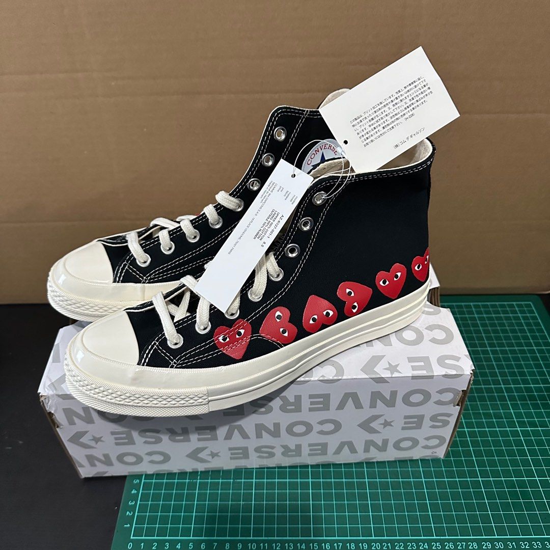Converse x CDG Comme des Garcons Chuck 70 HI black multi heart ORIGINAL size Ukuran 42 43 8 5 9 5 Us