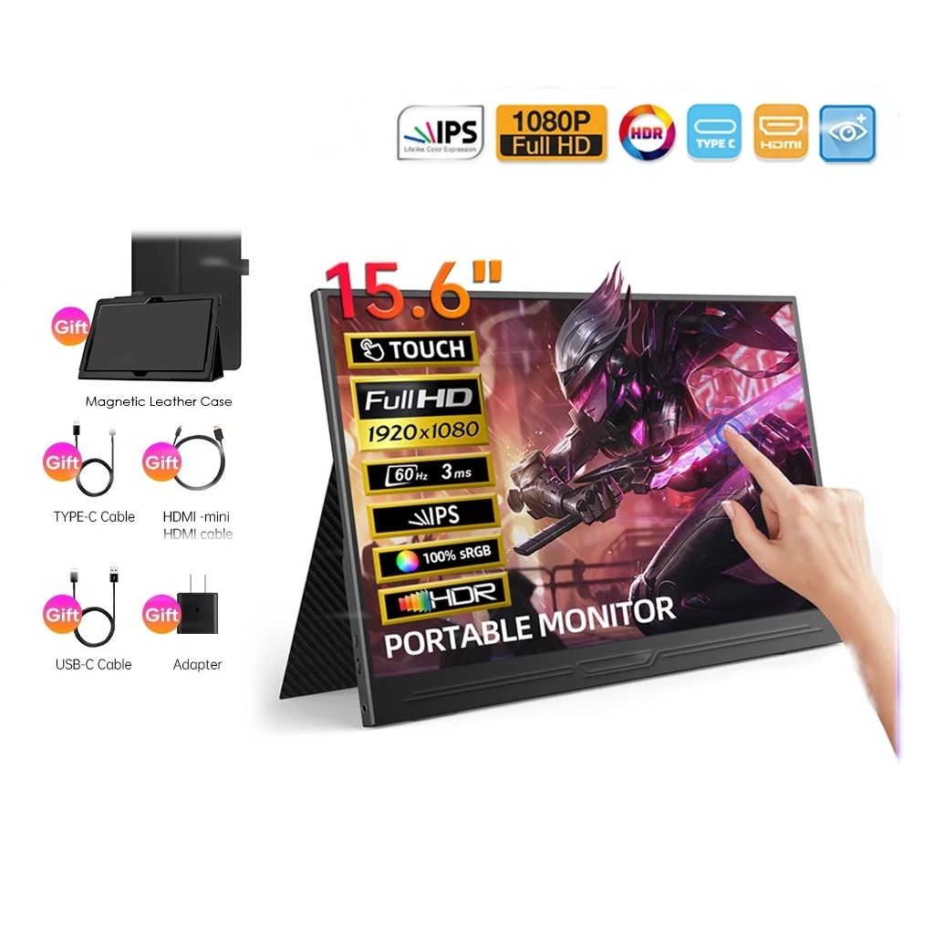 DITU Portable Monitor 15.6'' Normal or TouchScreen IPS Display Full HD ...