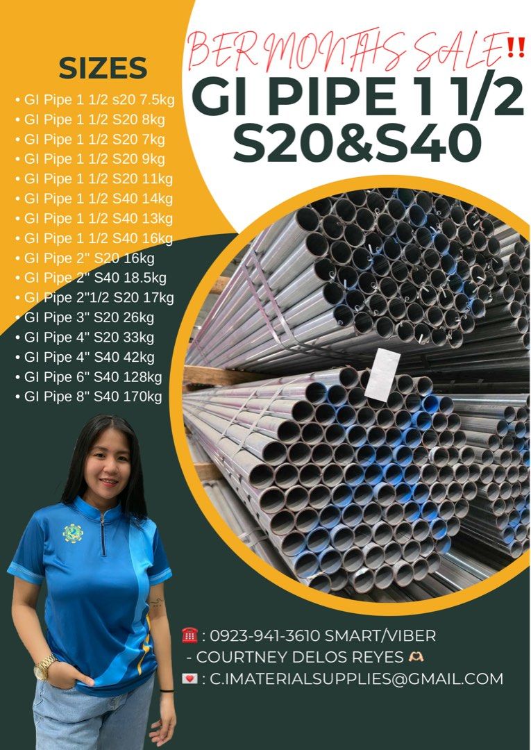 GI PIPE 1 1/2 6METERS (Category: Construction & Building Materials) located in Valenzuela. Submitted by yuuuridr (Listing ID 1327901858, Image 1). Description: ‼️ 𝓑𝓔𝓡 𝓜𝓞𝓝𝓣𝓗𝓢 𝓢𝓐𝓛𝓔‼️🥳 ✨BAGSAK PRESYONG GI PIPES 1 1/2 6METERS✨ ✅ AVAILABLE ALL SIZES ✅ DIRECT PLANTA ✅ MOP: GCASH, BANK TRANSFER, CASH ON DELIVERY Get a quote from us now! .