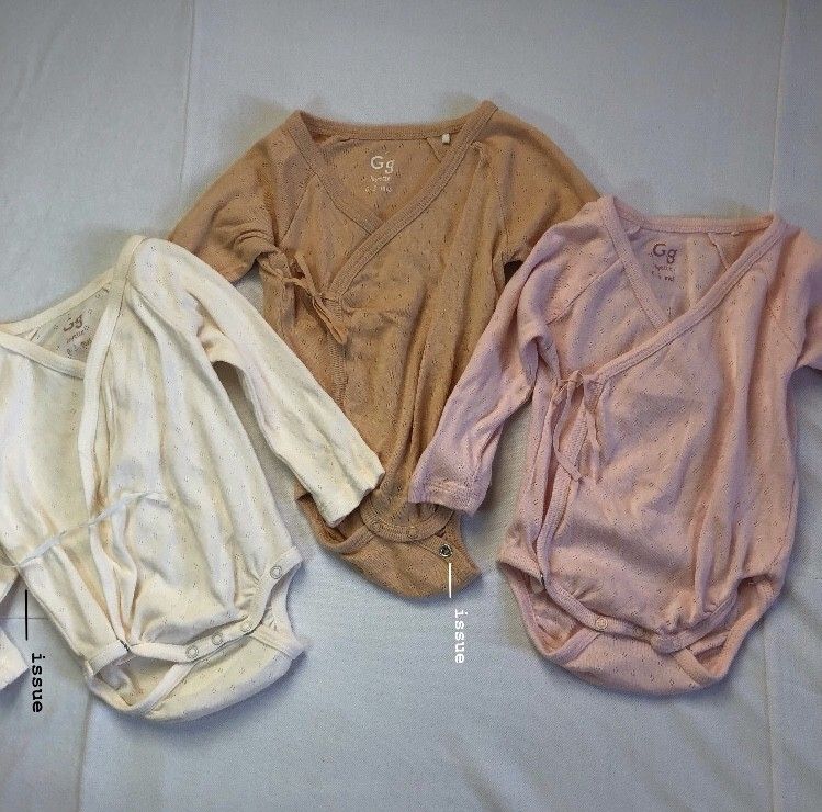 Gingersnaps' 3-Pc Set Long Sleeves Pointelle Onesies (Category: Babies & Kids Fashion) located in Bocaue. Submitted by aadcdc (Listing ID 1327989668, Image 1). Description: Gingersnaps' 3-Pc Set Long Sleeves Pointelle Onesies 500 Condition: Have issues but the fabric is still new 3-Pc.