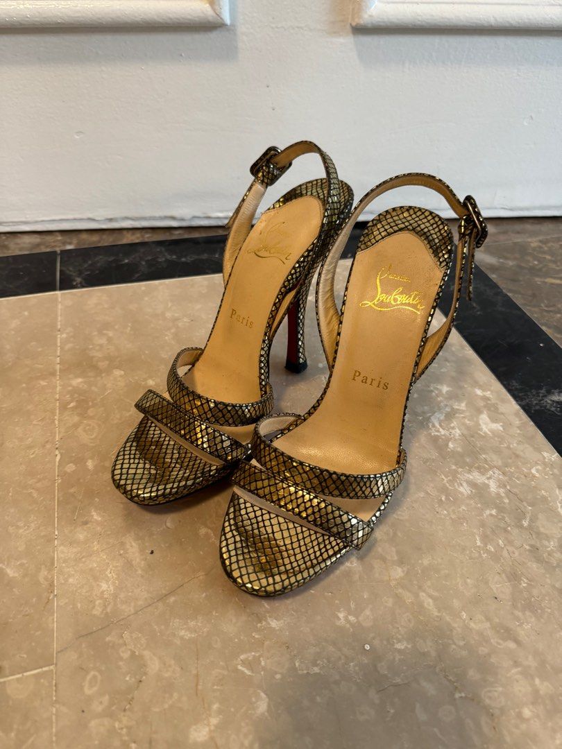 Gold sandals Christian Louboutin Luxury Sneakers Footwear on Carousell