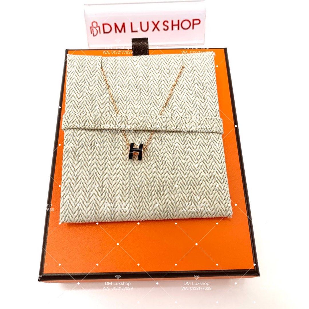 Hermes Mini POP H Necklace Black Rose GHW, Luxury, Accessories on Carousell