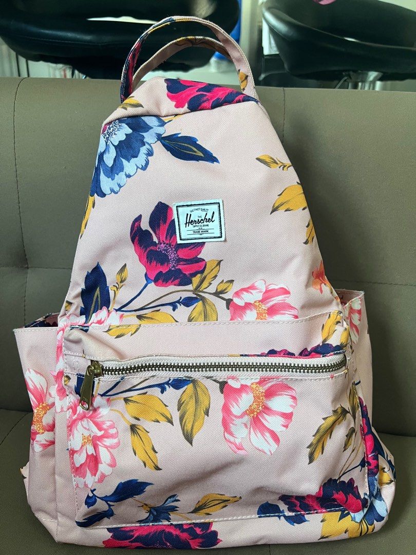 Herschel Nova Backpack Pink Floral Women s Fashion Bags Wallets Backpacks on Carousell