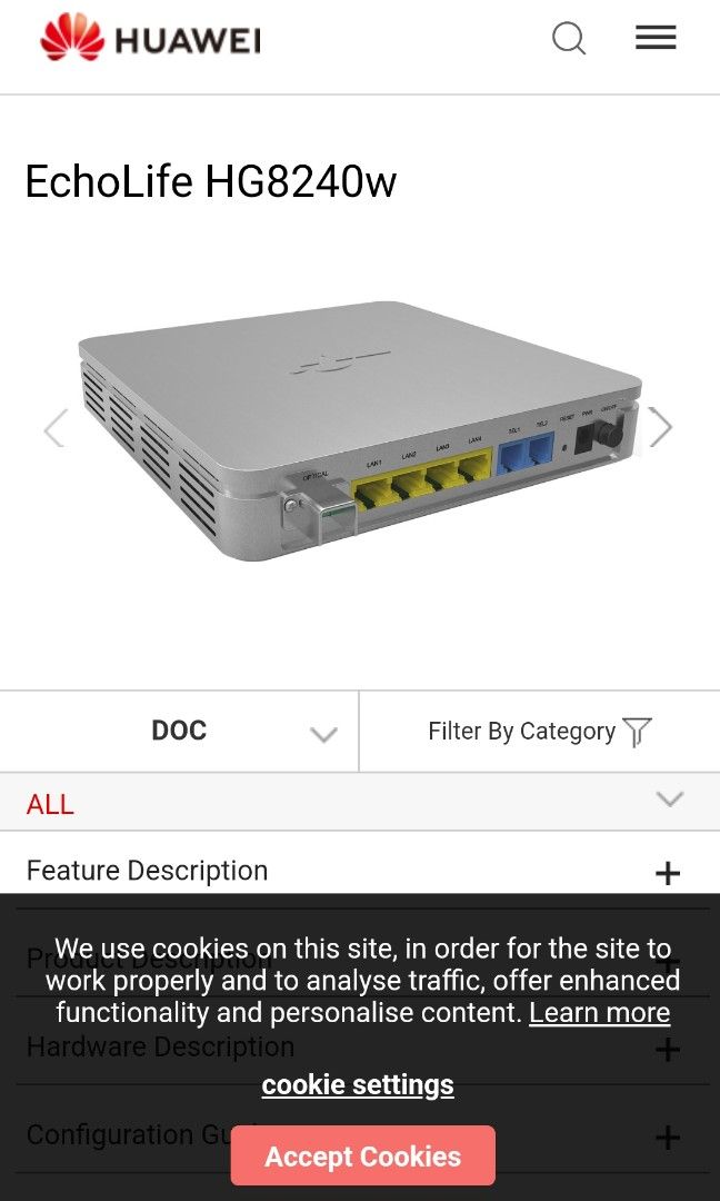 Huawei hg8240w router, Computers & Tech, Parts & Accessories ...
