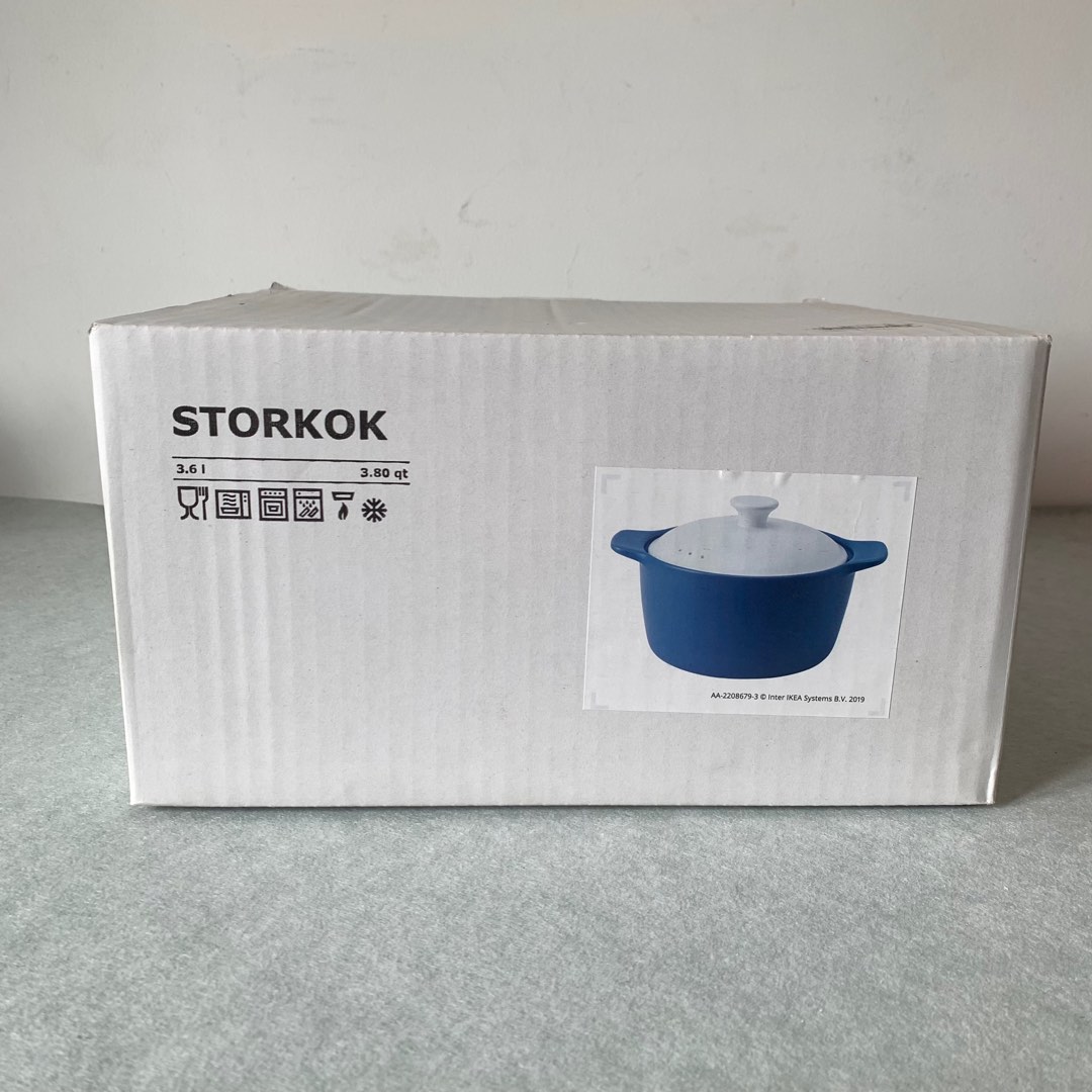 LIMITED EDITION Ikea Storkok Ceramic Pot with Lid Blue White 3.6L