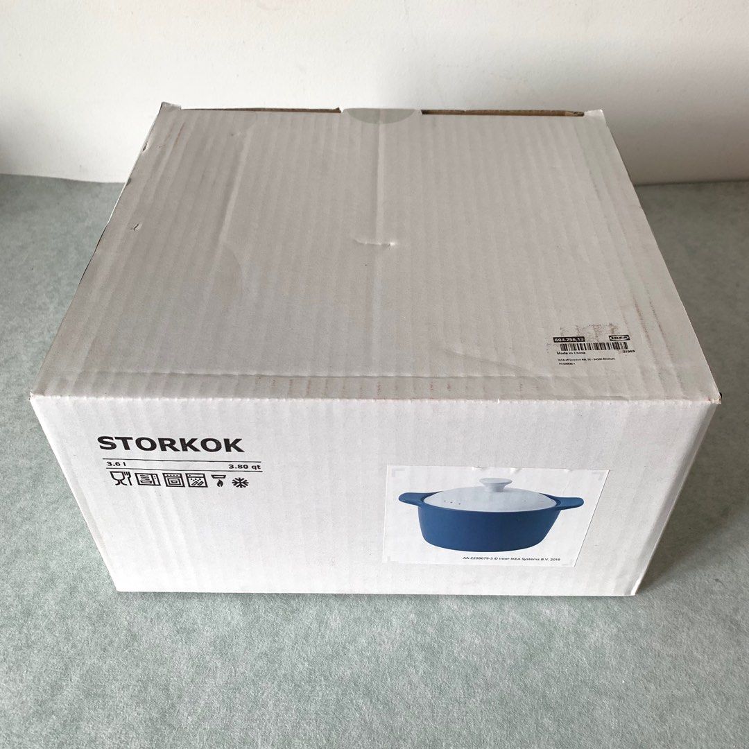 LIMITED EDITION Ikea Storkok Ceramic Pot with Lid Blue White 3.6L