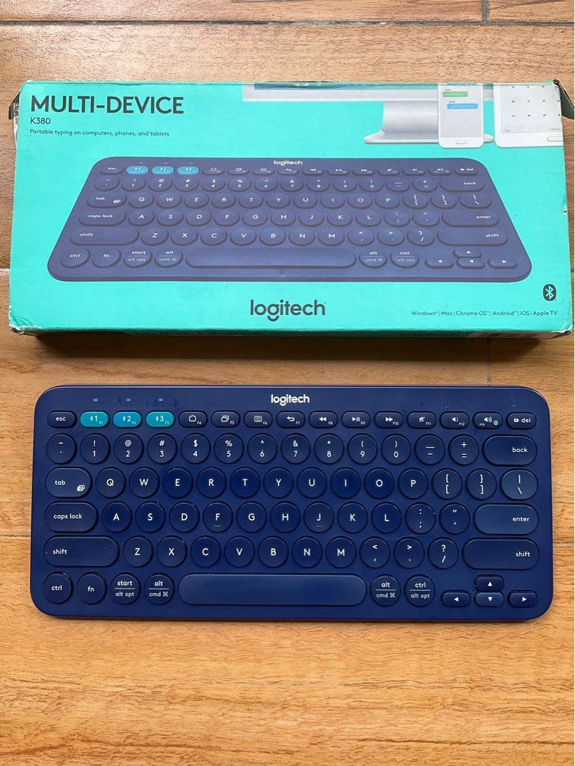 Logitech K380 Blue (Category: Computer Keyboard) located in Mandaluyong City. Submitted by xpareyes (Listing ID 1327899112, Image 1). Description: Logitech K380 Multi Device Keyboard Can pair with up to 3 devices via Bluetooth Easy switching via hot/ function keys Fully functional, excellent working condition Has some minor signs of use (some smoothing on some keys Some minor scratches due to handling Complete with box and original packaging RFS: