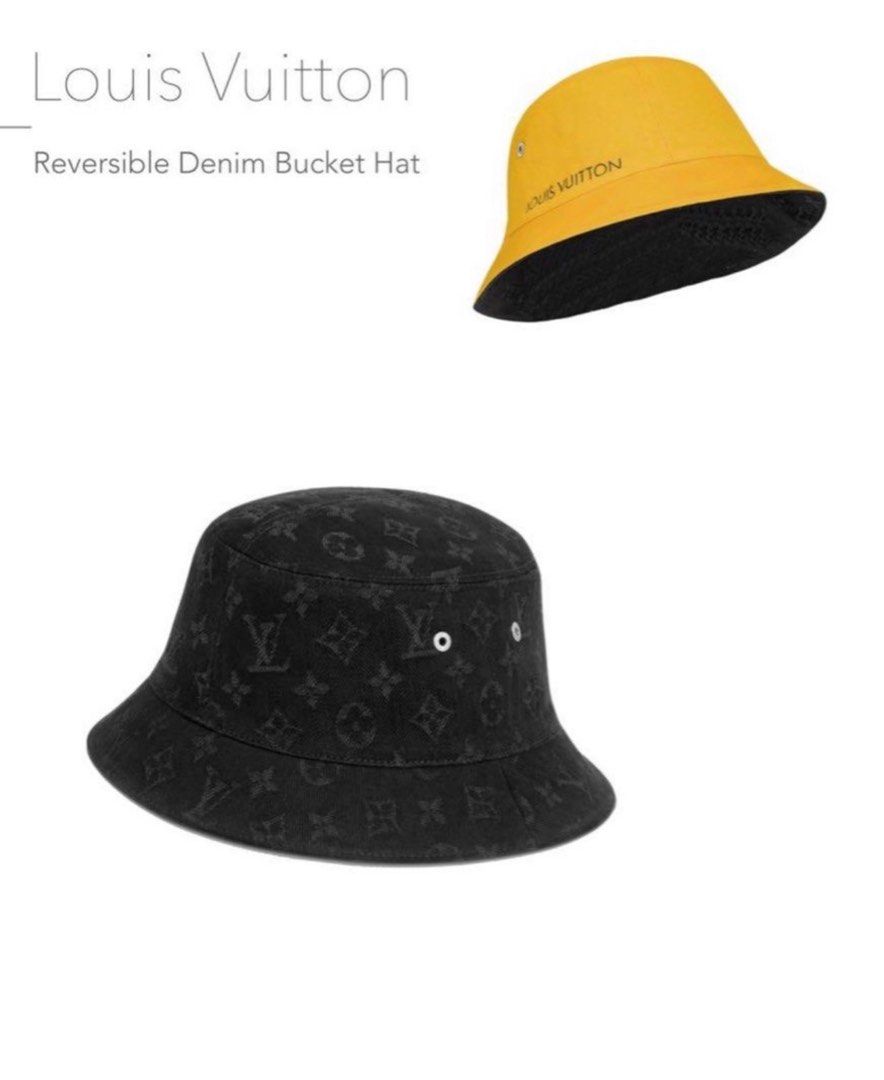 LV Louis Vuitton Monogram Reversible Denim Bucket Hat, Men's