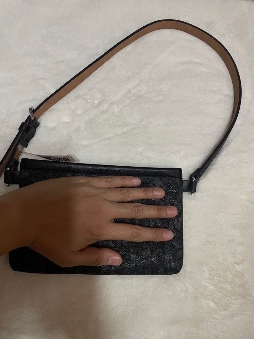 MICHAEL KORS Fanny Pack Belt MK Logo Bag 551749C Blk Size S NWT