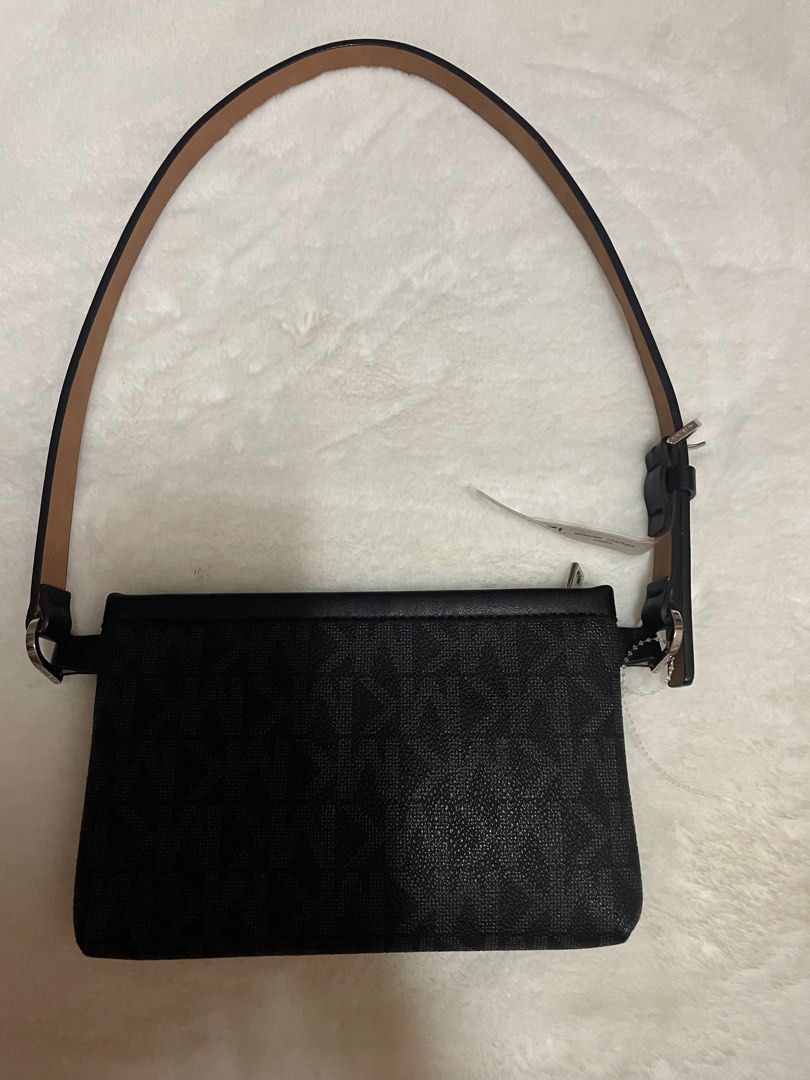 MICHAEL KORS Fanny Pack Belt MK Logo Bag 551749C Blk Size S NWT