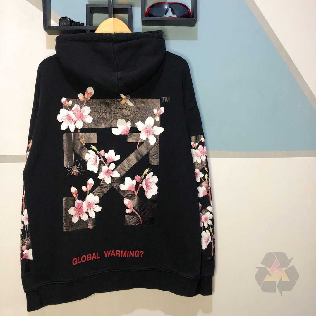 Off White Cherry Blossom Hoodie Fesyen Pria Pakaian Baju Luaran di Carousell