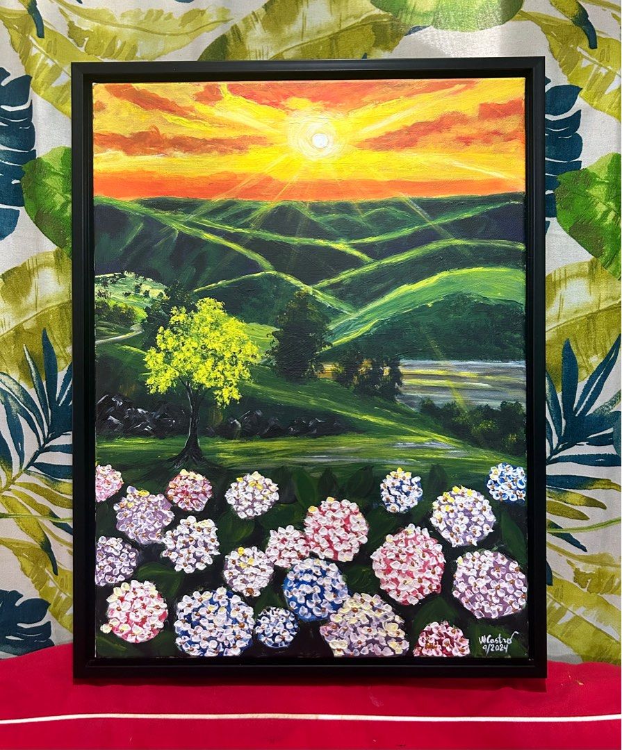 Painting for sale (Category: Art & Prints) located in Makati City. Submitted by cassyrose (Listing ID 1327947007, Image 1). Description: "The Beautiful color of Sunset" Acrylic on Canvas 18" x 24" 2024 Price: 4,300 frame included.