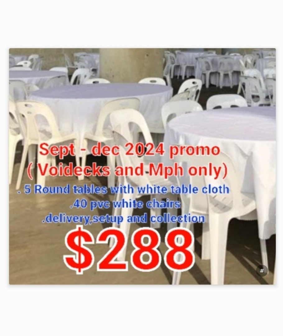Rentals of tables and chairs