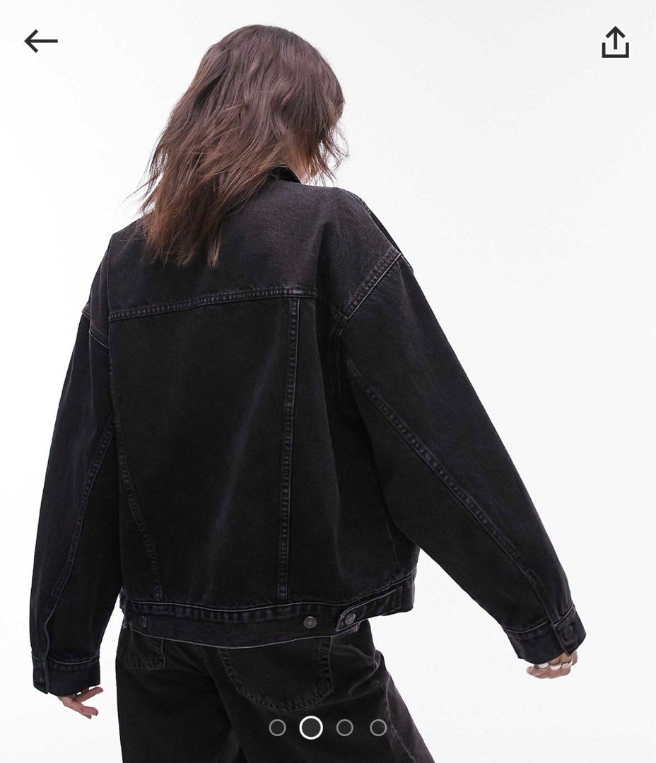 Topshop Oversized Denim Jacket in Washed Black Women s Fashion Coats Jackets and Outerwear on Carousell