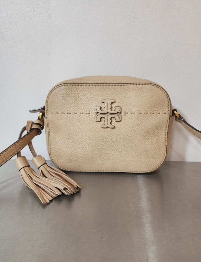 Tory Burch McGraw Double T Logo Camera Bag Women s Fashion Bags Wallets Cross body Bags on Carousell