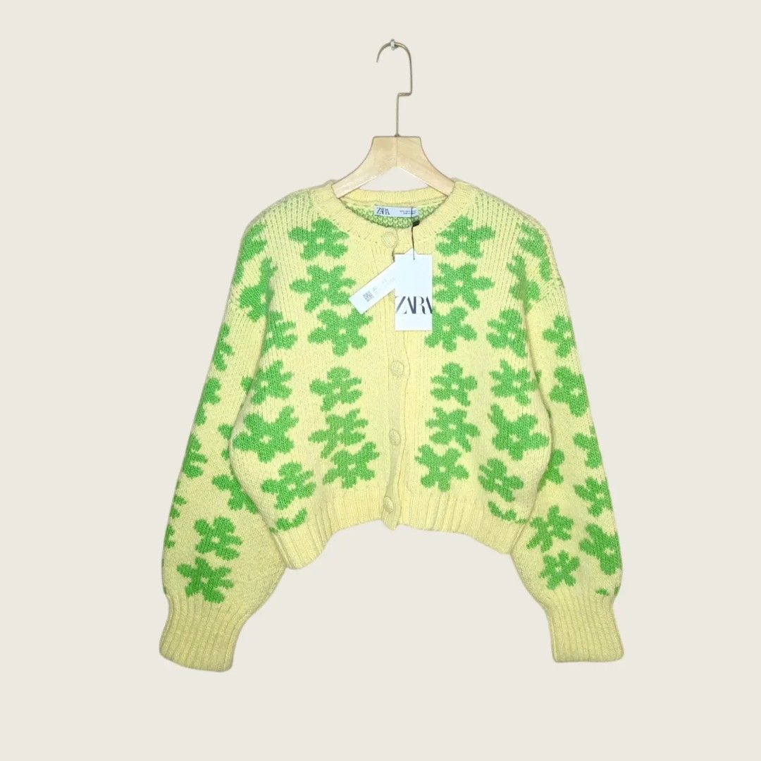 Jacquard Knit Cardigan Cardigan Flores Zara ZARA Floral Jacquard