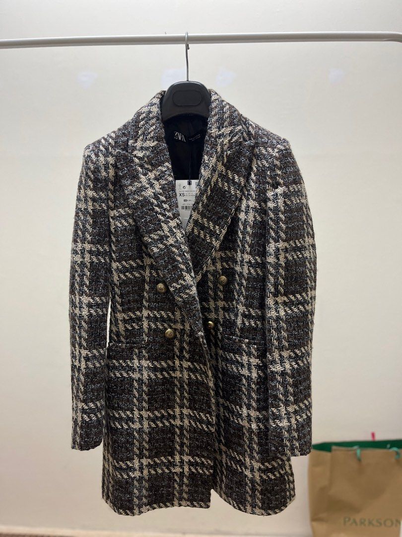 Zara long tweed jacket cheap