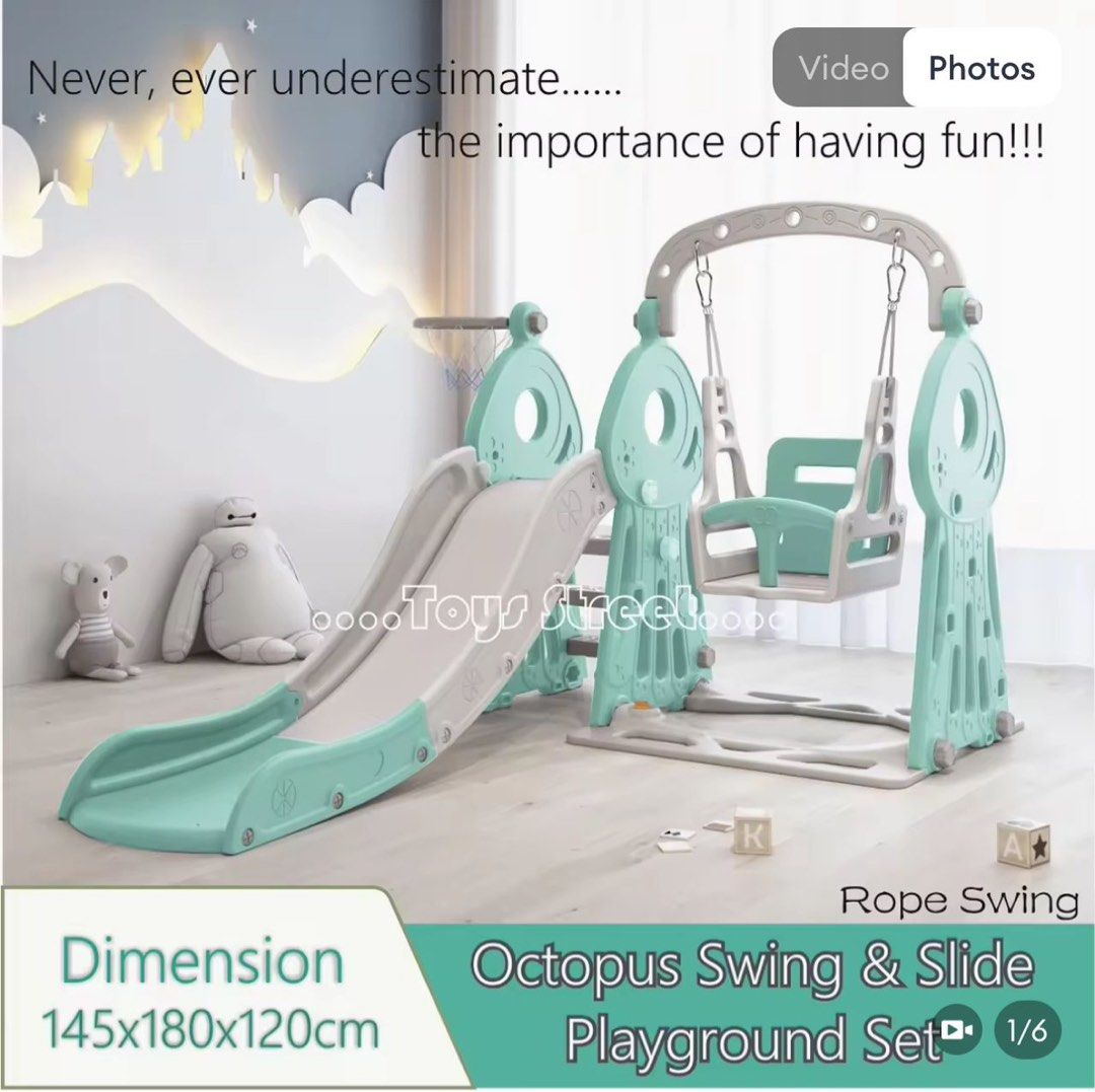 3 in 1 slide & swing & basketball playground set, Babies & Kids, Infant