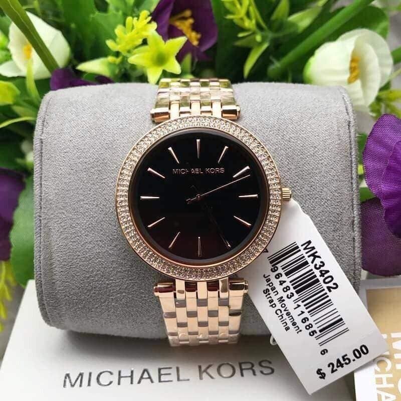 Michael kors rose gold black face watch online