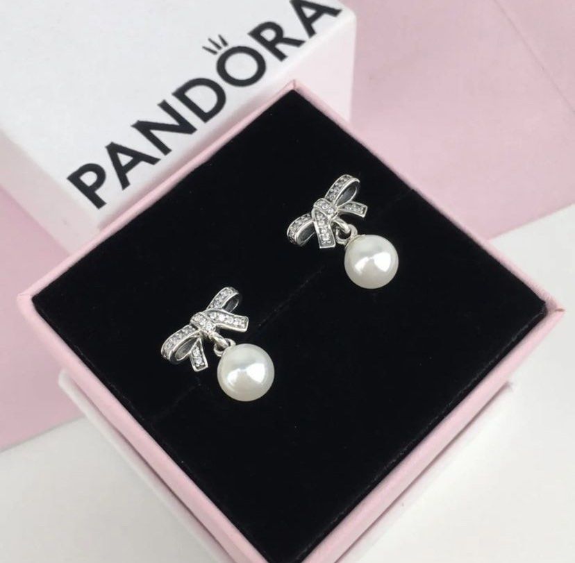 Pandora pearl earrings sale top